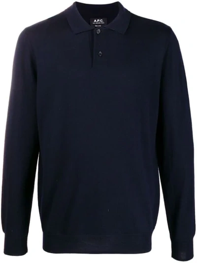 Apc Polo Neck Knitted Sweater In Blue