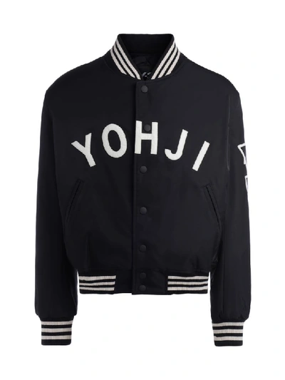 Y-3 Yohji Letter Black Bomber With Felt Front Writing In Nero