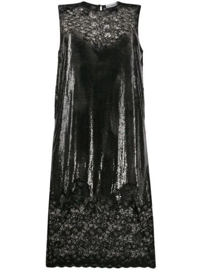Paco Rabanne Chainmail Lace Midi Dress In Black