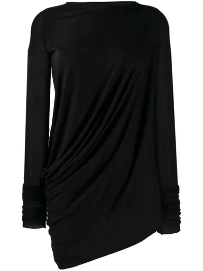 Rick Owens Draped Detail Top In 09 Black