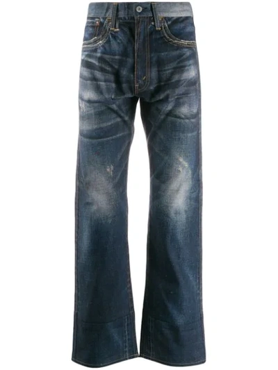 Junya Watanabe Distressed Straight-leg Jeans In Blue