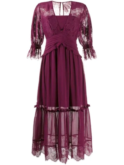 Three Floor Desire Lace-embellished Dress In Purple
