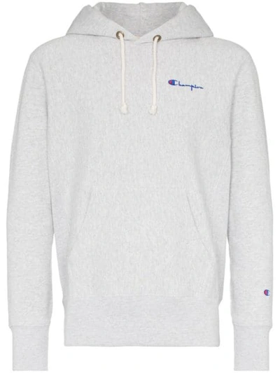 Champion Logo Embroidery Hoodie In Grey
