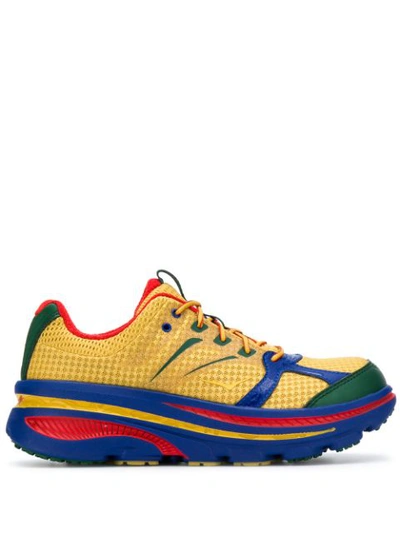 Hoka One One Engineered Garments Bondi B Rubber-trimmed Mesh Sneakers In Yellow