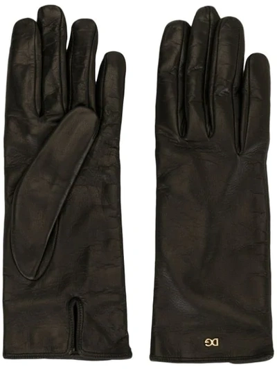 Dolce & Gabbana Logo Detail Short Gloves In Black