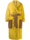 L'autre Chose Belted Faux-fur Coat In Yellow