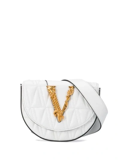 Versace Quilted V Belt Bag In White