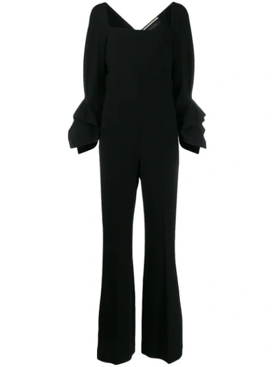 Roland Mouret Ruffled Cuff Jumpsuit In Black