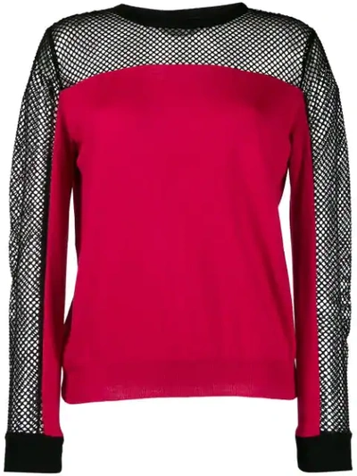 Boutique Moschino Long Sleeve Mesh Top In Pink