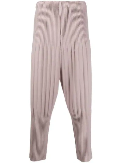 Issey Miyake Pleated Dropped Crotch Trousers In Pink