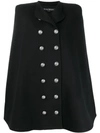 Balmain Double-breasted Cape Coat In Black