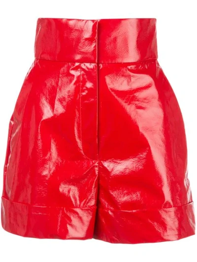 Sara Battaglia Fitted High Waist Shorts In Red