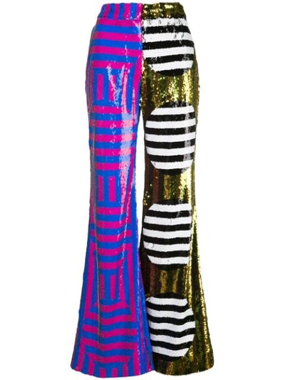 Halpern Asymmetric Wide-leg Trousers In Multicolour