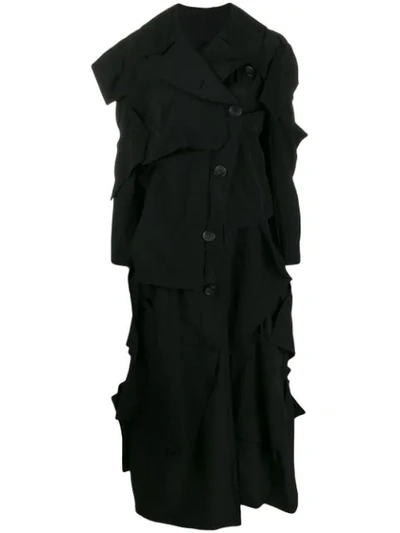 Yohji Yamamoto Stitched Panel Coat In Black