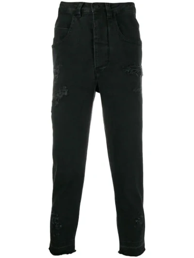 Thom Krom Distressed Cropped Jeans In Black