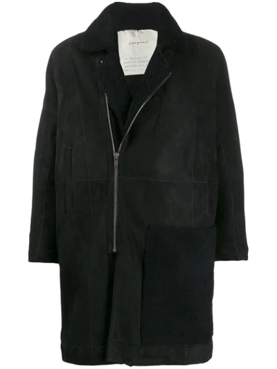 Toogood Shearling Collar Coat In Black