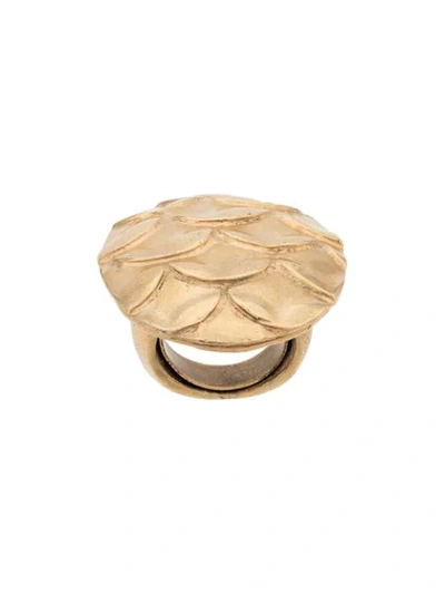 Pre-owned Krizia 1980s Embossed Scales Ring In Gold