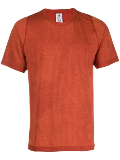 Adidas Originals Printed Crew Neck T-shirt In Orange
