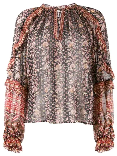 Ulla Johnson Printed Long Sleeve Blouse In Neutrals
