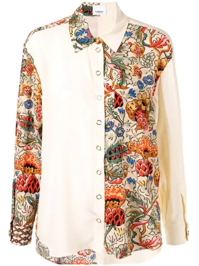 Burberry Floral-print Colour-block Shirt In Yellow