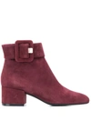 Sergio Rossi Buckled Ankle Boots In Red