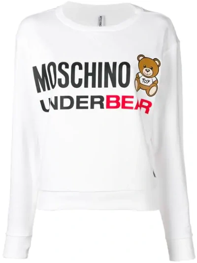Moschino Printed Logo Bear Sweatshirt In White