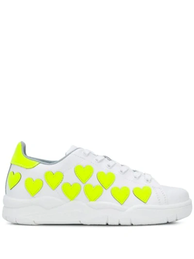 Chiara Ferragni Neon Hearts Sneakers In White