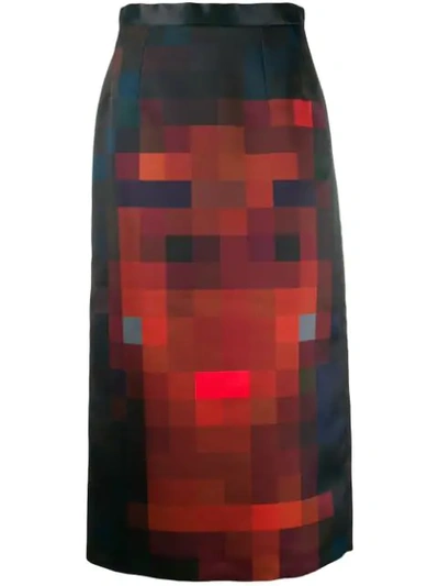 Marni Pixelated Print Skirt In Pgm74 Dark Raisin