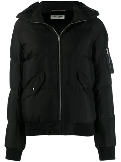 Saint Laurent Zipped Padded Jacket In Black
