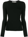 Diane Von Furstenberg Slim-fit Long-sleeve T-shirt In Black