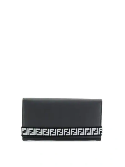 Fendi Ff Motif Strap Wallet In Grey