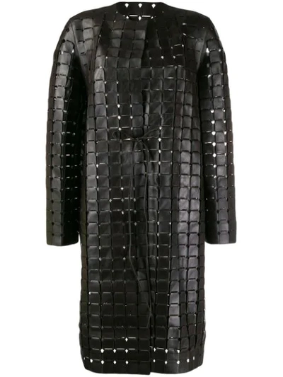 Bottega Veneta Intrecciato Weave Coat In Brown