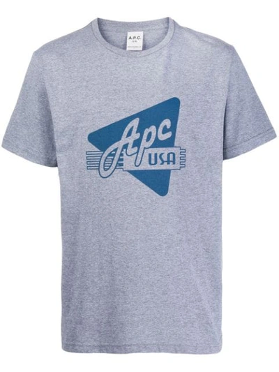 Apc Printed Cotton T-shirt In Grey