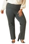 Maree Pour Toi Straight Leg Compression Knit Pants In Charcoal