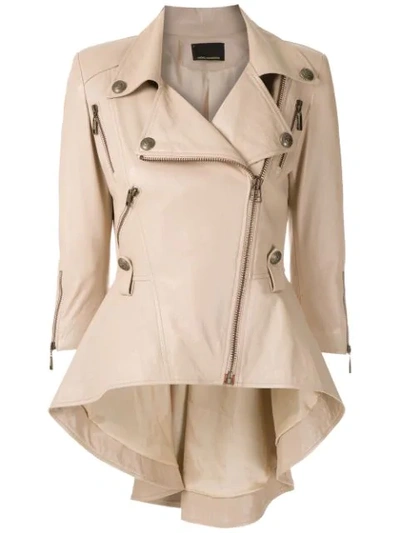 Andrea Bogosian Leather Biker Jacket In Neutrals