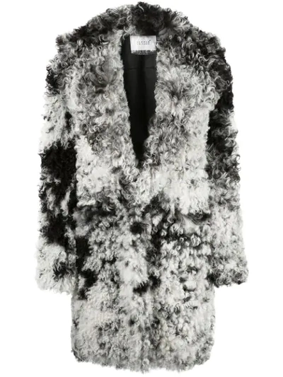 Common Leisure Oversized Shearling Coat In Black