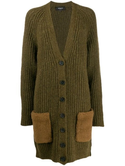 Rochas Buttoned Military Cardigan In Green