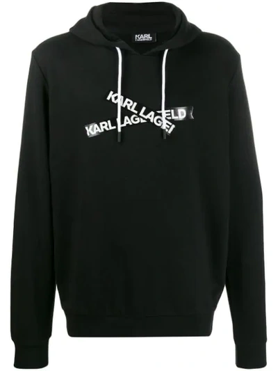 Karl Lagerfeld Logo Print Hoodie In Black