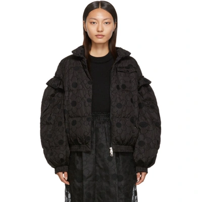 Moncler Genius X 4 Simone Rocha Floral Embroidered Puffer Jacket In Black