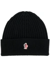 Moncler Ribbed Beanie In Black