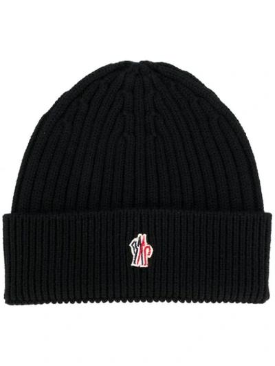 Moncler Ribbed Beanie In Black