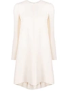 Valentino Couture Crepe Cape Mini Dress In Ivory