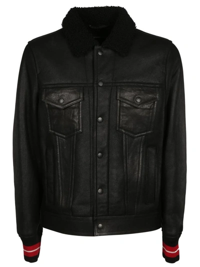 Tommy Hilfiger Short Shearling Jacket In Black