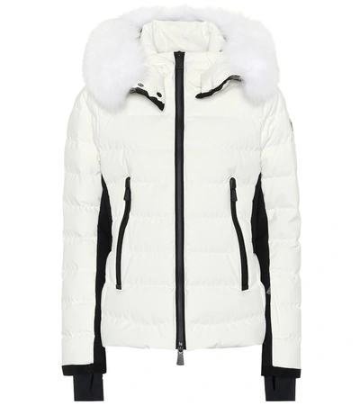 Moncler Lamoura Waterproof Quilted Down Puffer Coat With Removable Genuine Fox Fur Trim In White