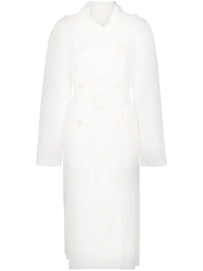 Helmut Lang Belted Shell Trench Coat In White