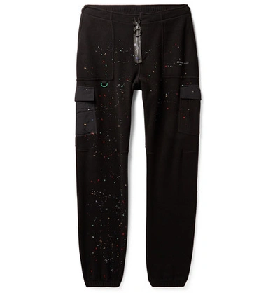 Pre-owned Off-white Tapered Paint Splattered Fleece Sweatpants Black/multicolor