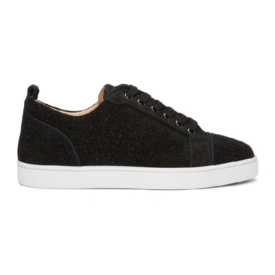 Christian Louboutin Louis Junior Glittered-leather Trainers In Bk01 Black