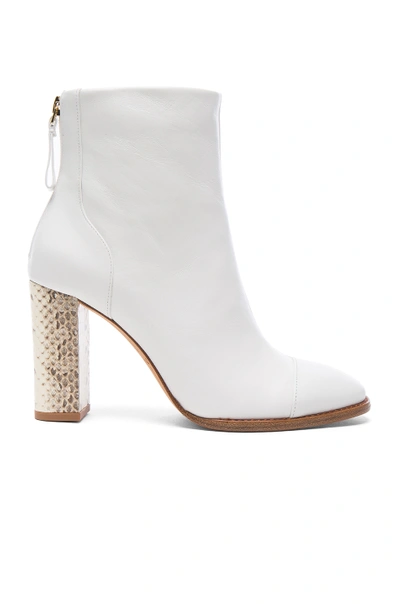 Alexandre Birman Leather Bibiana Watersnake Booties In White In White & Natural