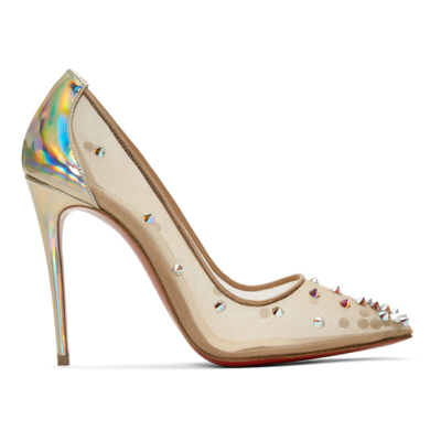 Christian Louboutin Degra 100 Crystal Spike-embellished Pumps In Q021 Nude