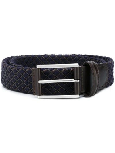 Anderson's Check Stitch Detail Belt In Blue